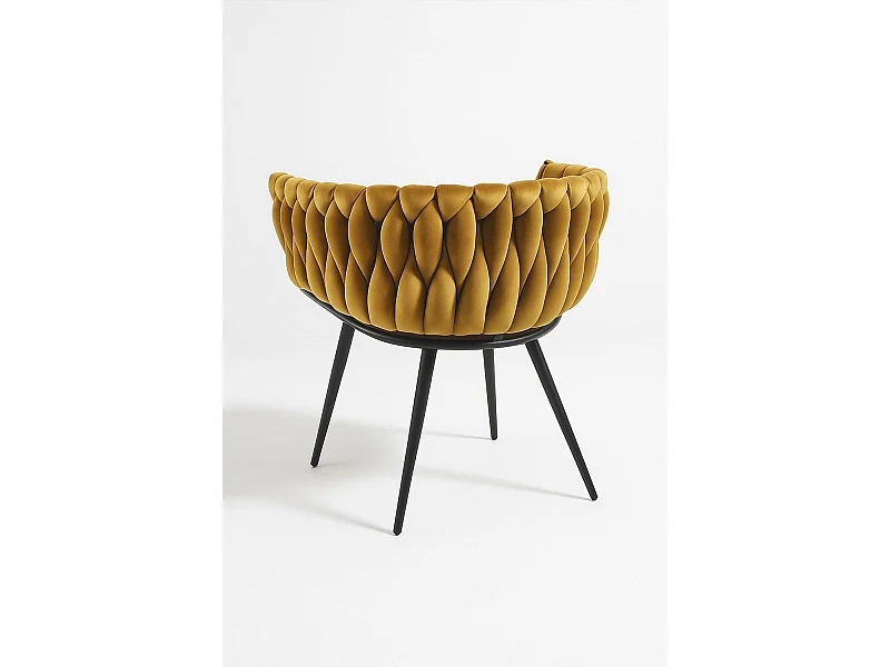 Sillas Comedor - Silla Widny Black Terciopelo - Mostaza