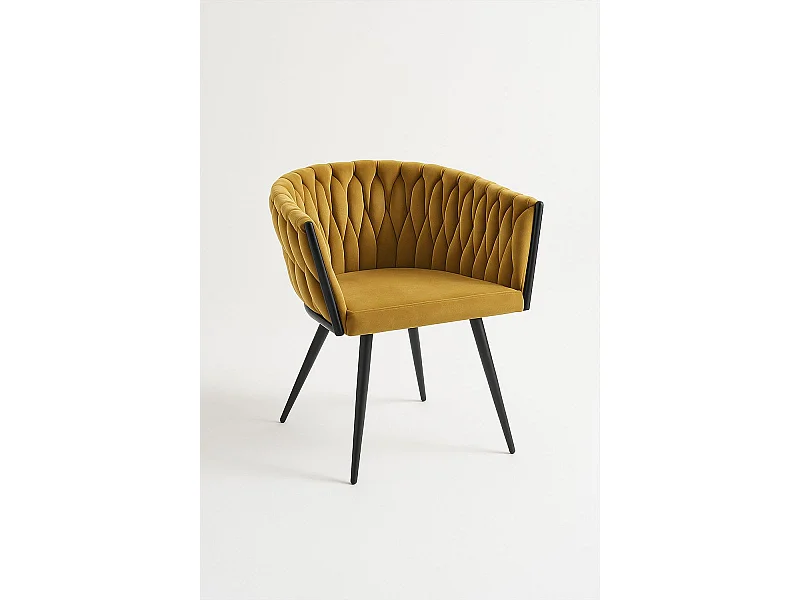 Sillas Comedor - Silla Widny Black Terciopelo - Mostaza