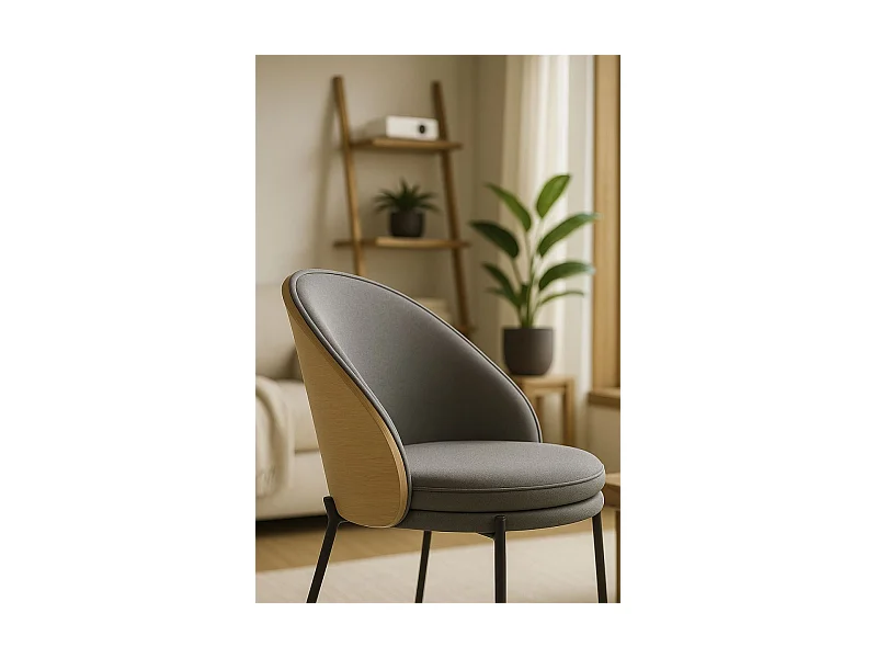 Packs Sillas Comedor - Pack 4 Sillas Mos Tela Gris con Respaldo Tapizado en Madera