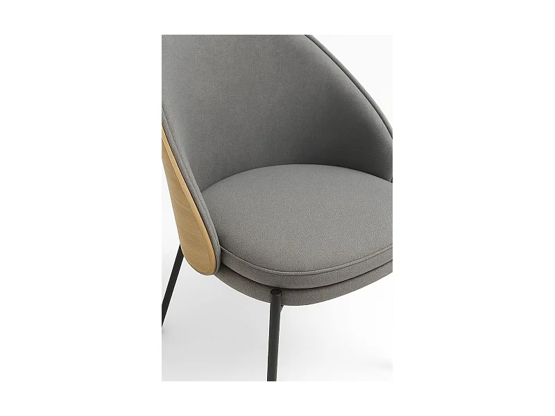 Packs Sillas Comedor - Pack 4 Sillas Mos Tela Gris con Respaldo Tapizado en Madera