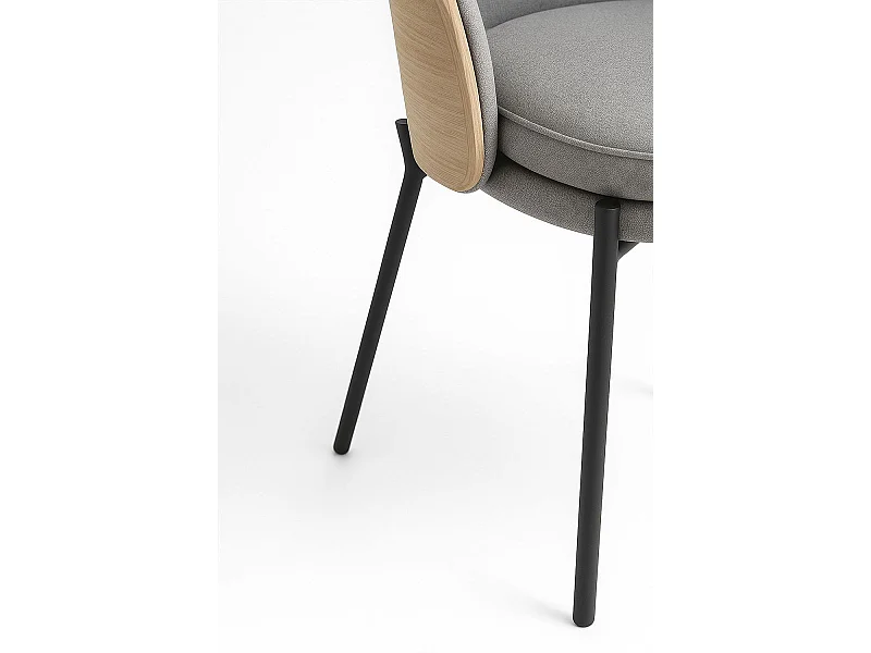 Packs Sillas Comedor - Pack 6 Sillas Mos Tela Gris con Respaldo Tapizado en Madera