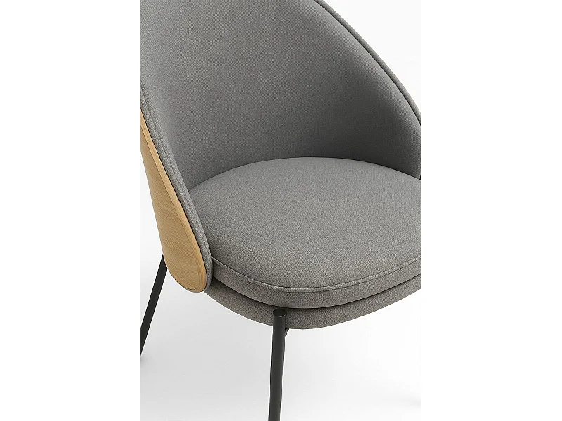 Packs Sillas Comedor - Pack 6 Sillas Mos Tela Gris con Respaldo Tapizado en Madera