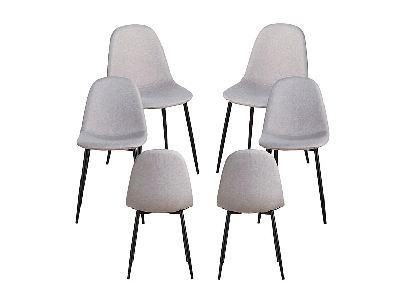 Packs Sillas Comedor - Pack 6 Sillas Black Teok Tela - Gris claro