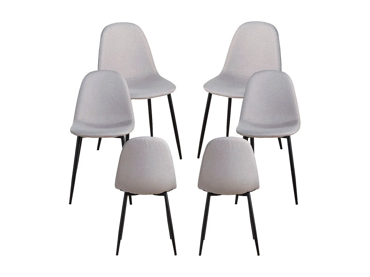 Packs Sillas Comedor - Pack 6 Sillas Black Teok Tela - Gris claro