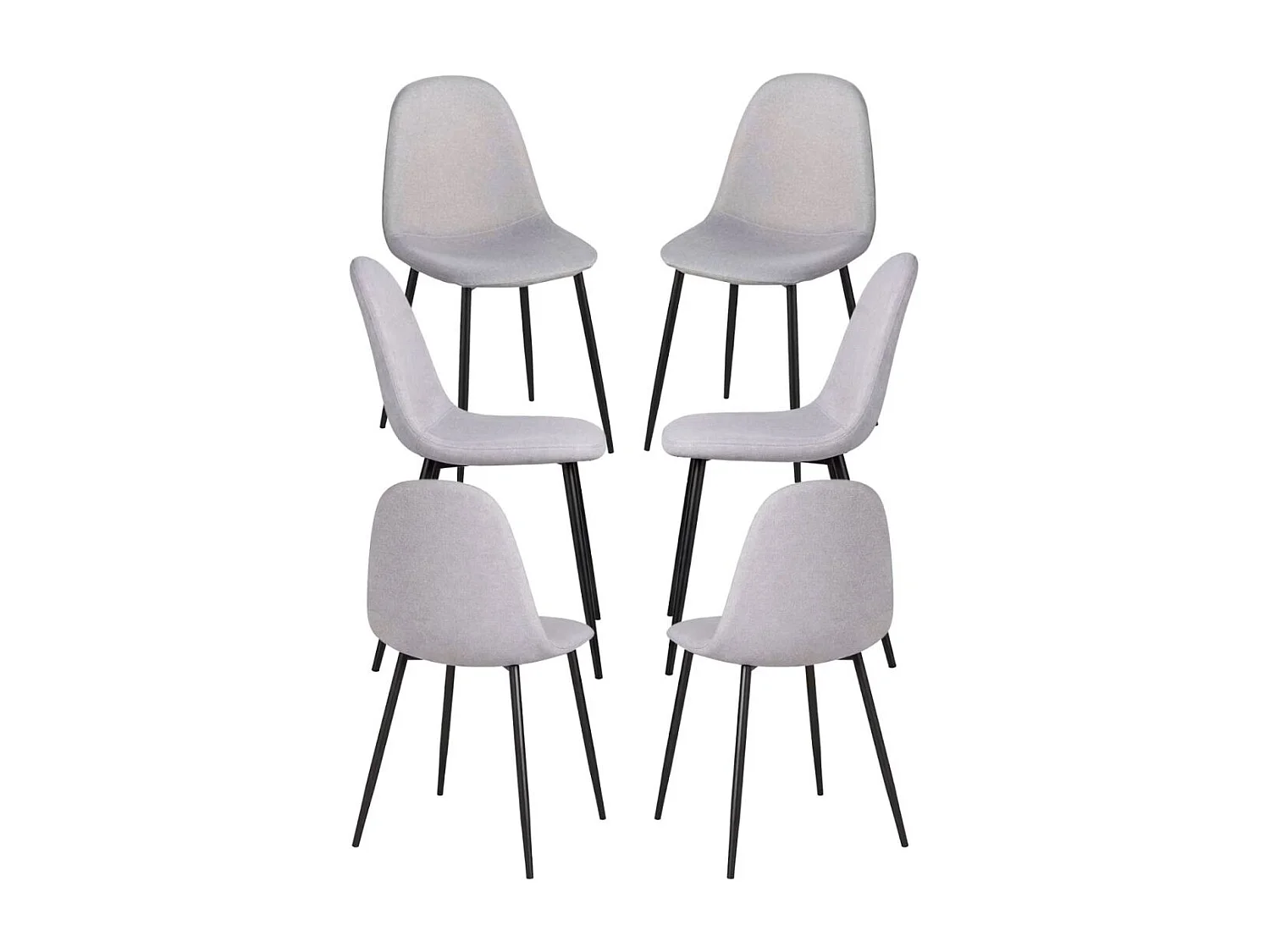 Packs Sillas Comedor - Pack 6 Sillas Black Teok Tela - Gris claro