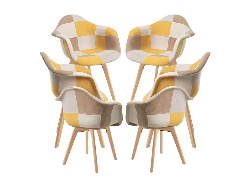 Packs Sillas Comedor - Pack 6 Sillas Belu Patchwork - Amarillo