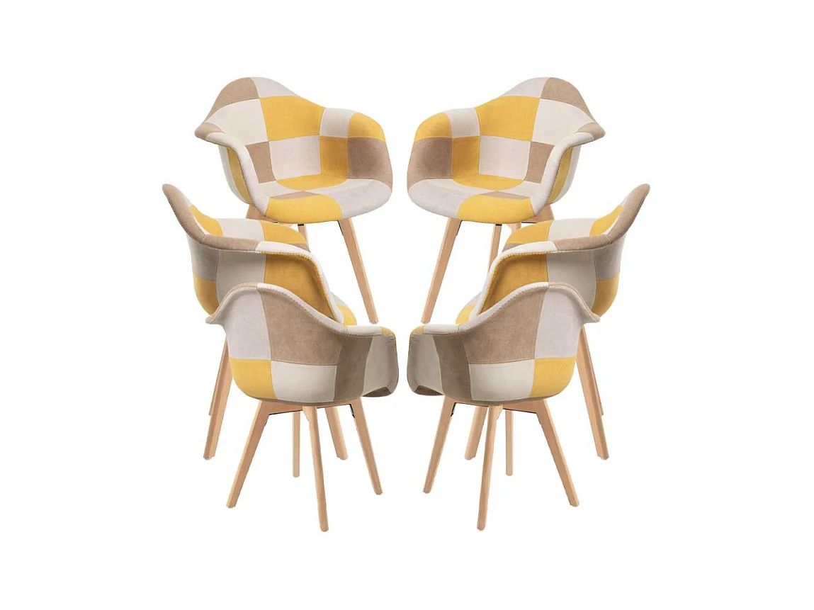 Packs Sillas Comedor - Pack 6 Sillas Belu Patchwork - Amarillo