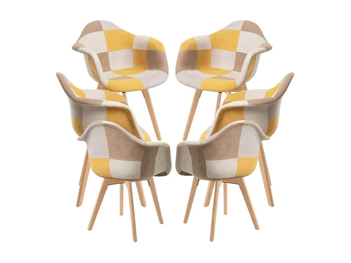 Packs Sillas Comedor - Pack 6 Sillas Belu Patchwork - Amarillo