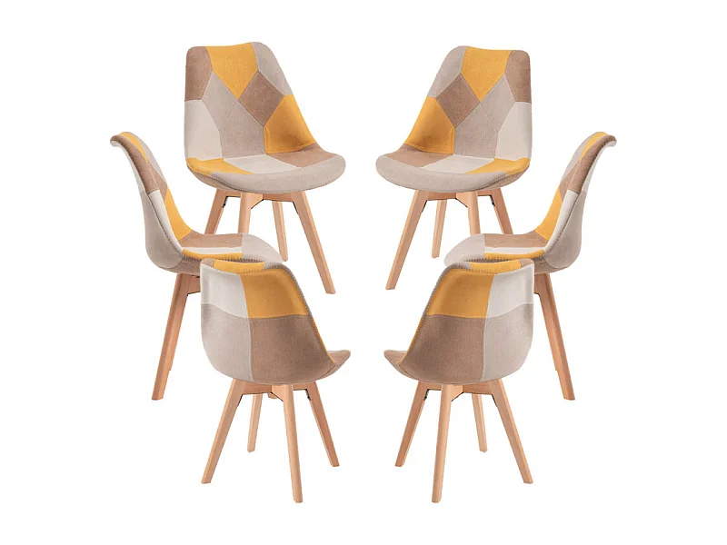 Packs Sillas Comedor - Pack 6 Sillas Synk Patchwork - Amarillo