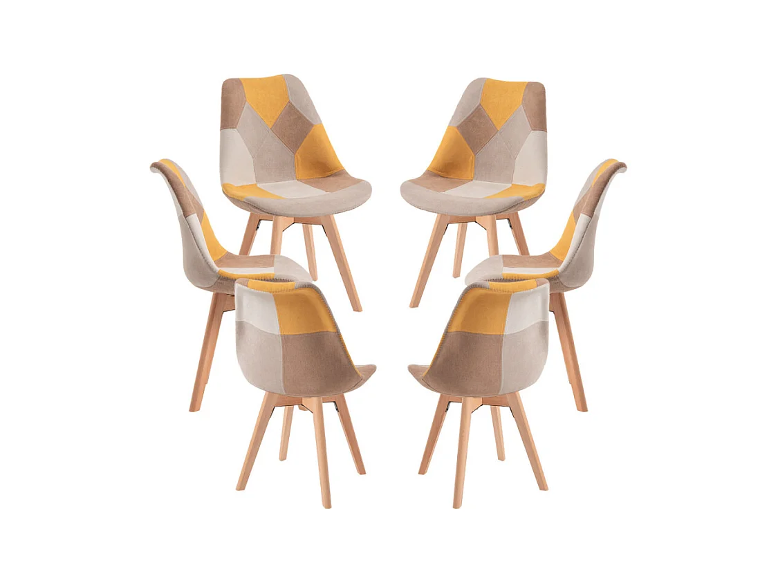 Packs Sillas Comedor - Pack 6 Sillas Synk Patchwork - Amarillo