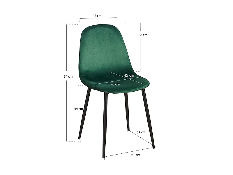 Packs Sillas Comedor - Pack 4 Sillas Teok Black Terciopelo - Verde