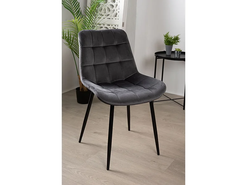 Sillas Comedor - Silla Teray Terciopelo - Gris oscuro