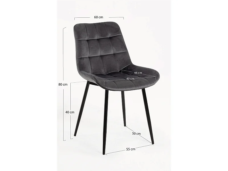 Sillas Comedor - Silla Teray Terciopelo - Gris oscuro