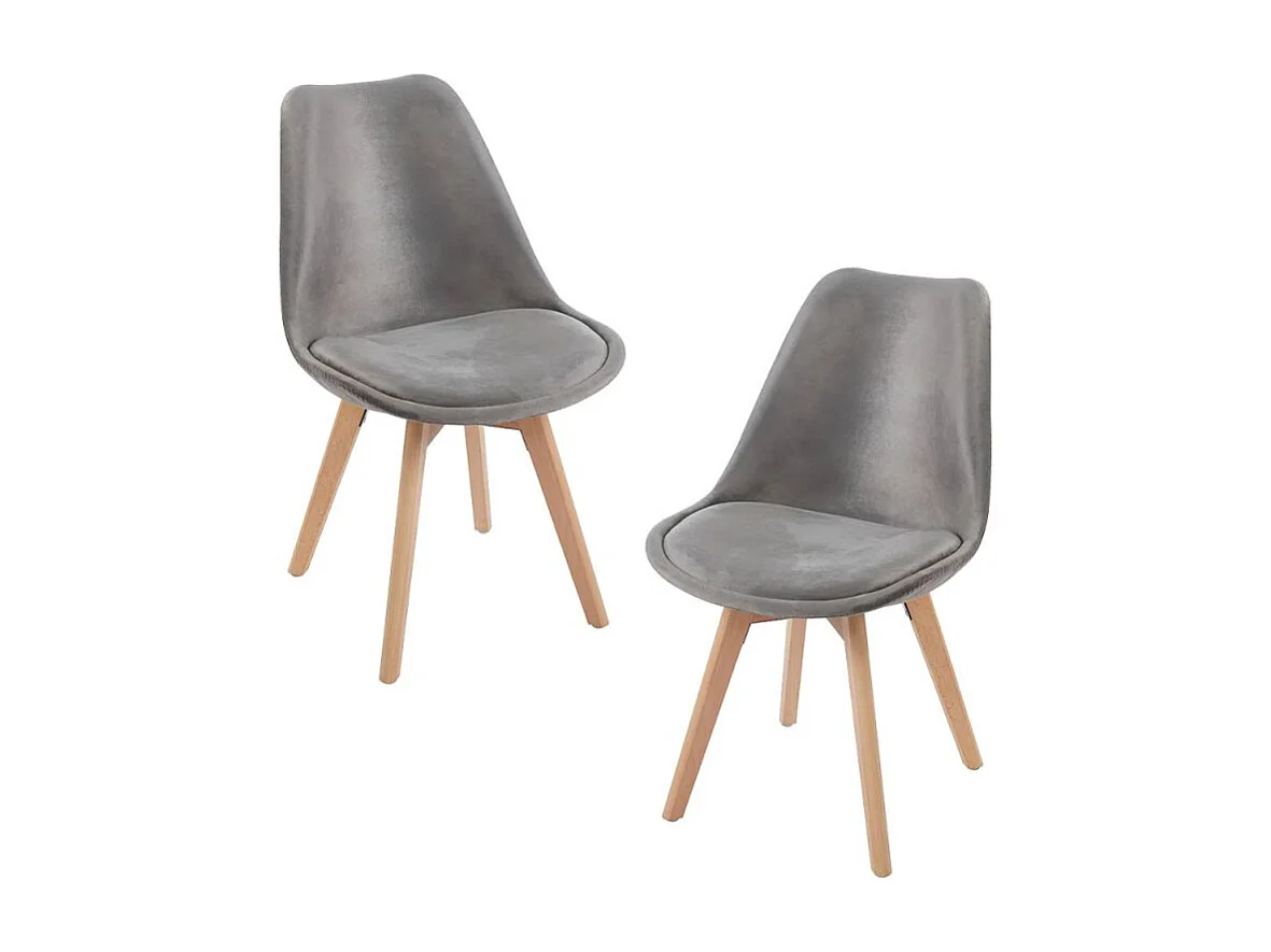 Packs Sillas Comedor - Pack 2 Sillas Synk Terciopelo - Gris oscuro