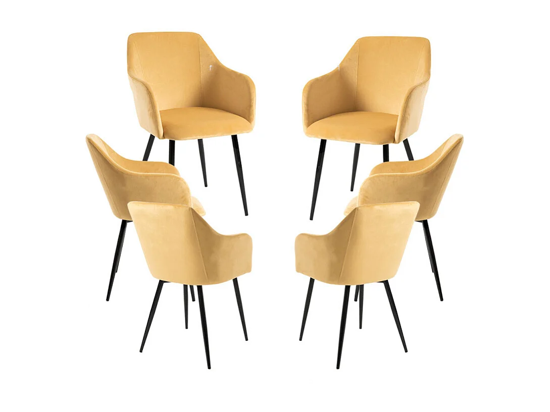 Packs Sillas Comedor - Pack 6 Sillas Puan Terciopelo - Mostaza