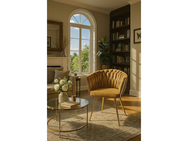 Sillas Comedor - Silla Widny Golden Terciopelo - Mostaza