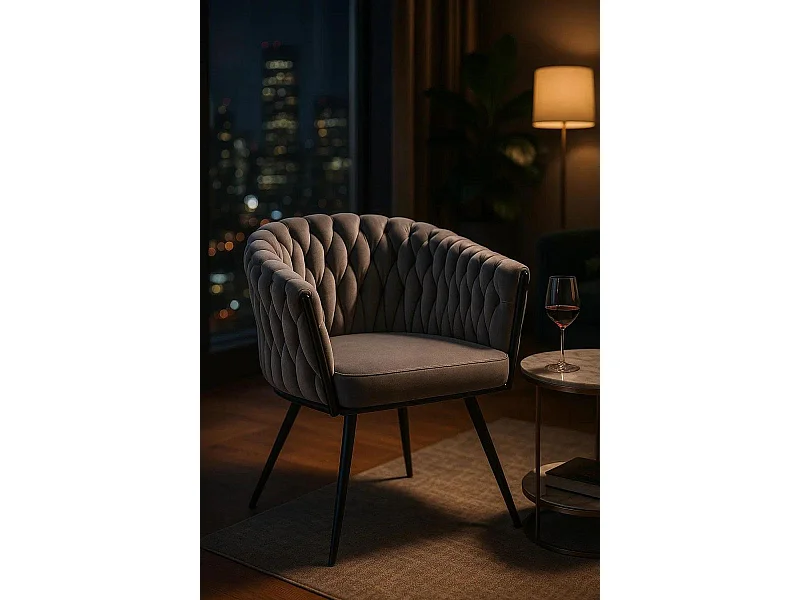 Sillas Comedor - Silla Widny Black Terciopelo - Gris oscuro