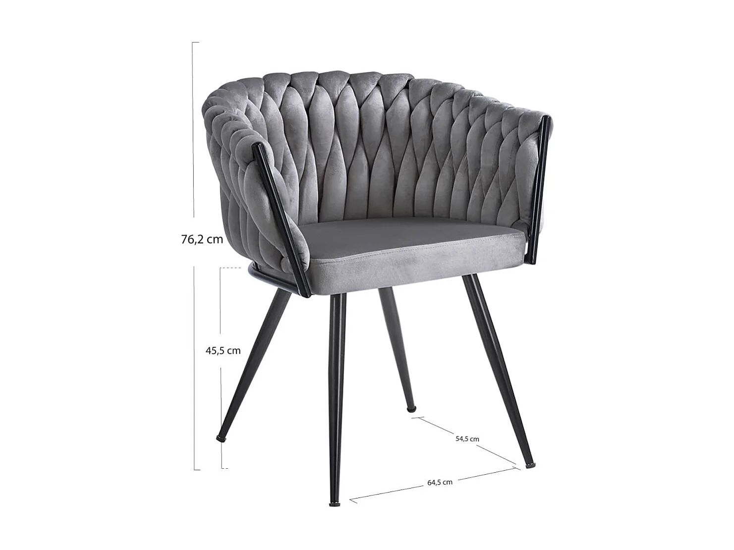 Sillas Comedor - Silla Widny Black Terciopelo - Gris oscuro