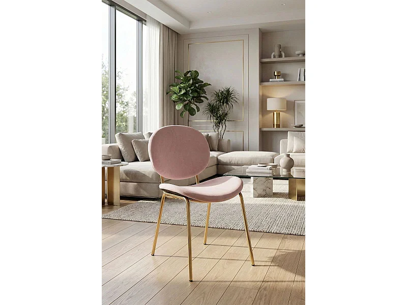 Sillas Comedor - Silla Lenor Golden Terciopelo - Rosa