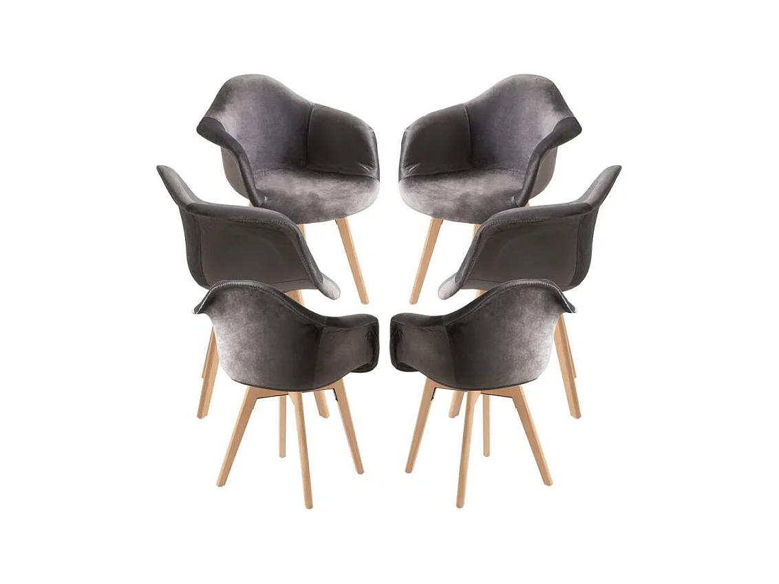Packs Sillas Comedor - Pack 6 Sillas Belu Terciopelo - Gris oscuro