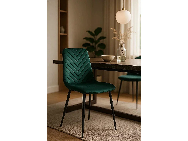 Sillas Comedor - Silla Kisa Black Terciopelo - Verde