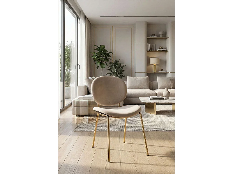 Sillas Comedor - Silla Lenor Golden Terciopelo - Beige