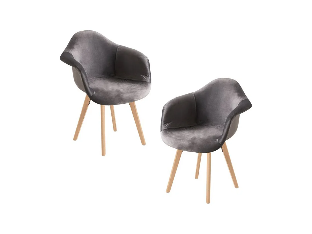 Packs Sillas Comedor - Pack 2 Sillas Belu Terciopelo - Gris oscuro