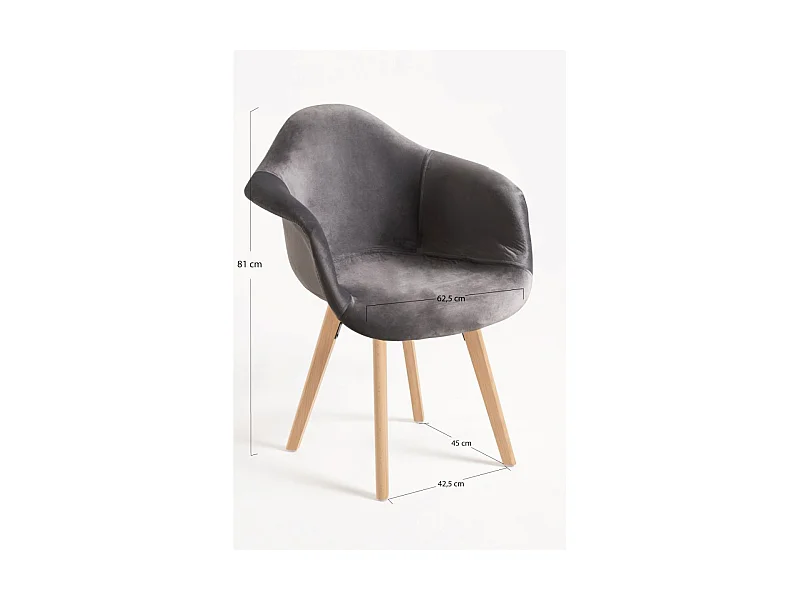 Packs Sillas Comedor - Pack 2 Sillas Belu Terciopelo - Gris oscuro