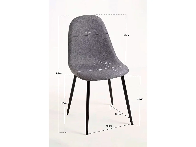 Packs Sillas Comedor - Pack 2 Sillas Black Teok Tela - Gris oscuro