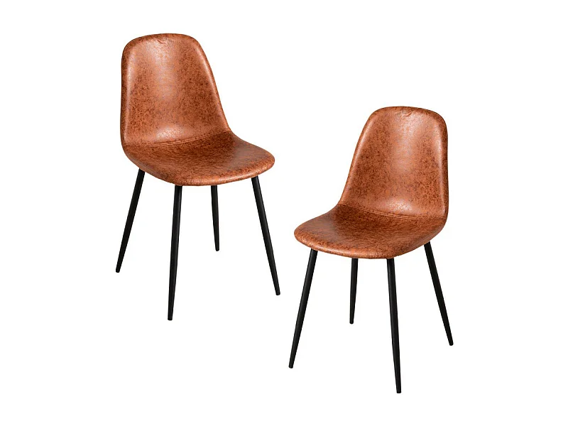 Packs Sillas Comedor - Pack 2 Sillas Black Teok Polipiel - Camel Vintage