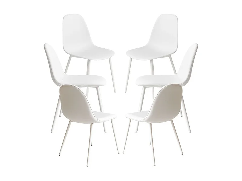 Packs Sillas Comedor - Pack 6 Sillas White Teok Polipiel - Blanco