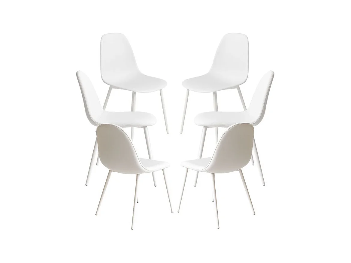 Packs Sillas Comedor - Pack 6 Sillas White Teok Polipiel - Blanco