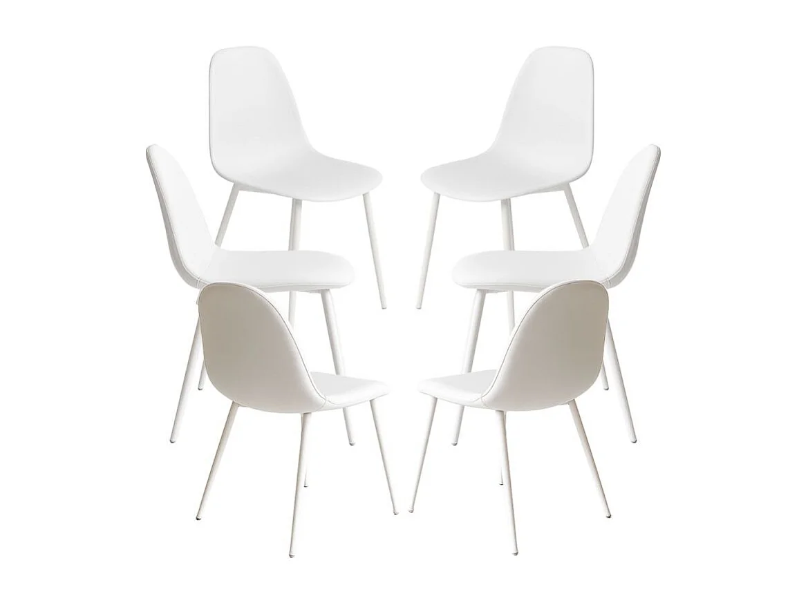 Packs Sillas Comedor - Pack 6 Sillas White Teok Polipiel - Blanco