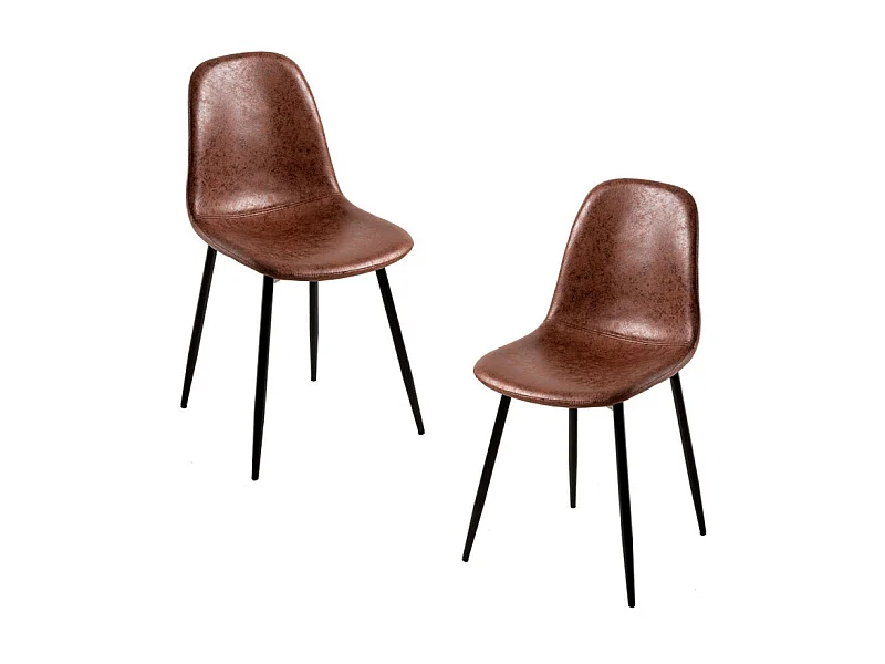 Packs Sillas Comedor - Pack 2 Sillas Black Teok Polipiel - Café Vintage