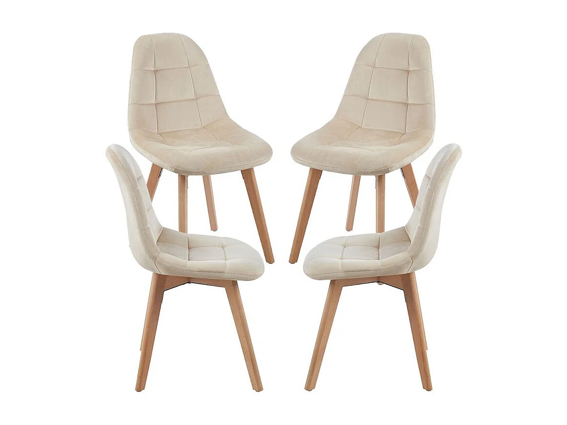 Packs Sillas Comedor - Pack 4 Sillas Kelen Terciopelo - Beige