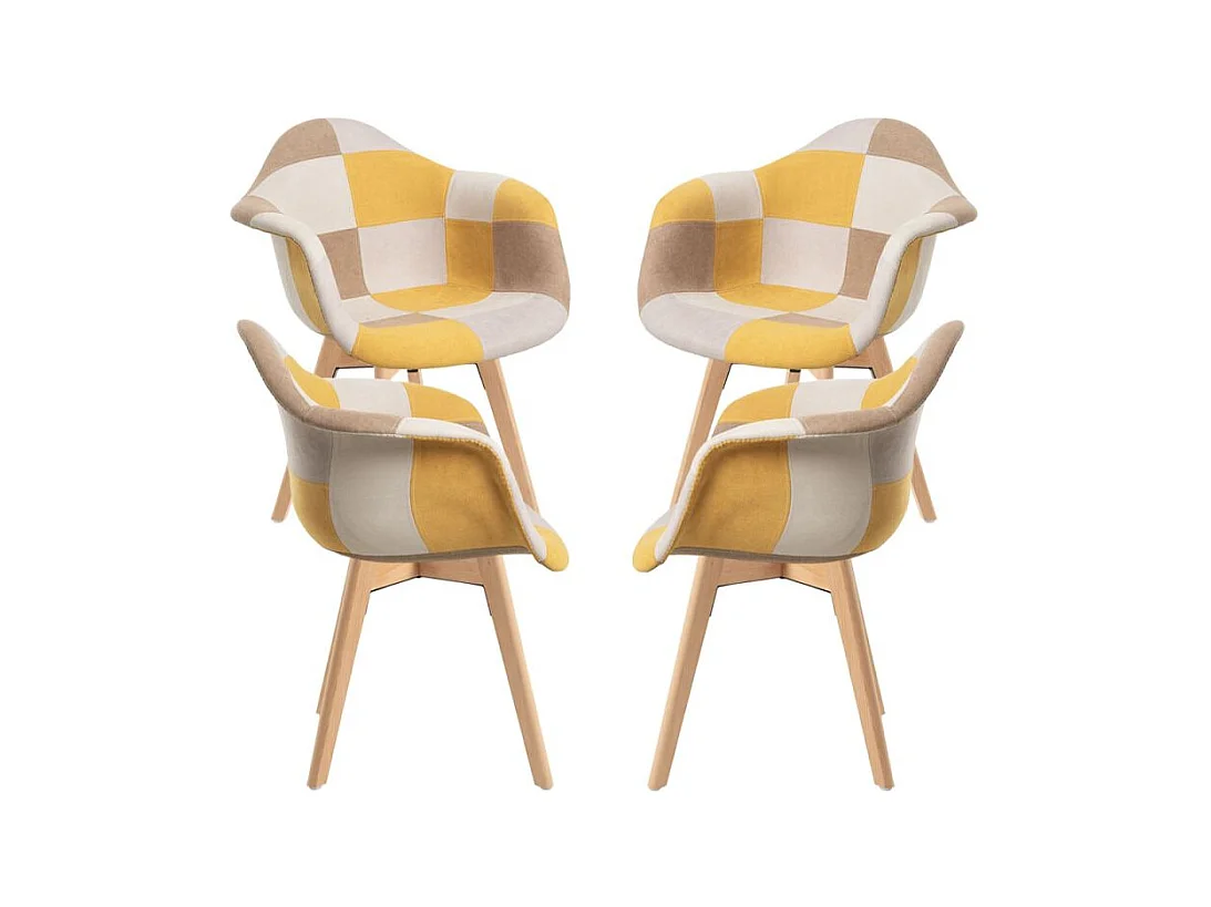 Packs Sillas Comedor - Pack 4 Sillas Belu Patchwork - Amarillo