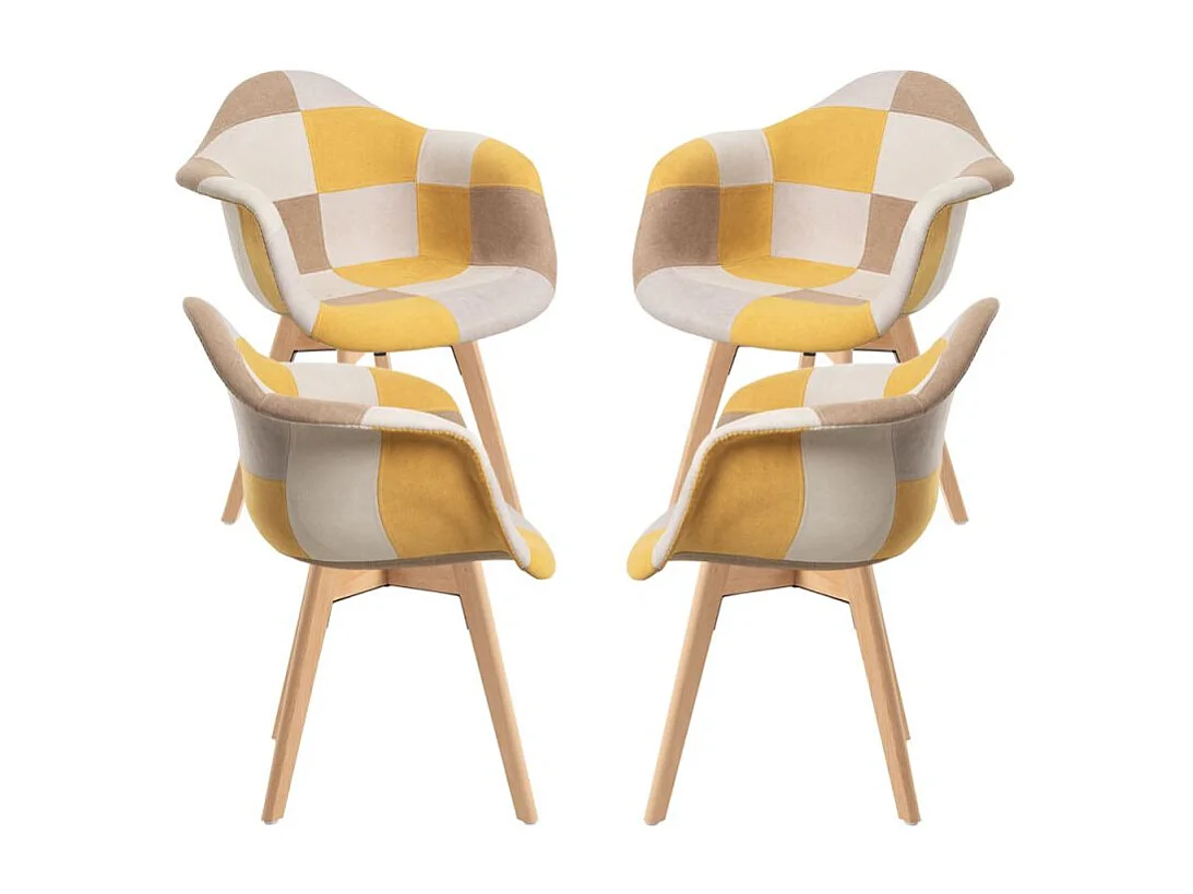 Packs Sillas Comedor - Pack 4 Sillas Belu Patchwork - Amarillo