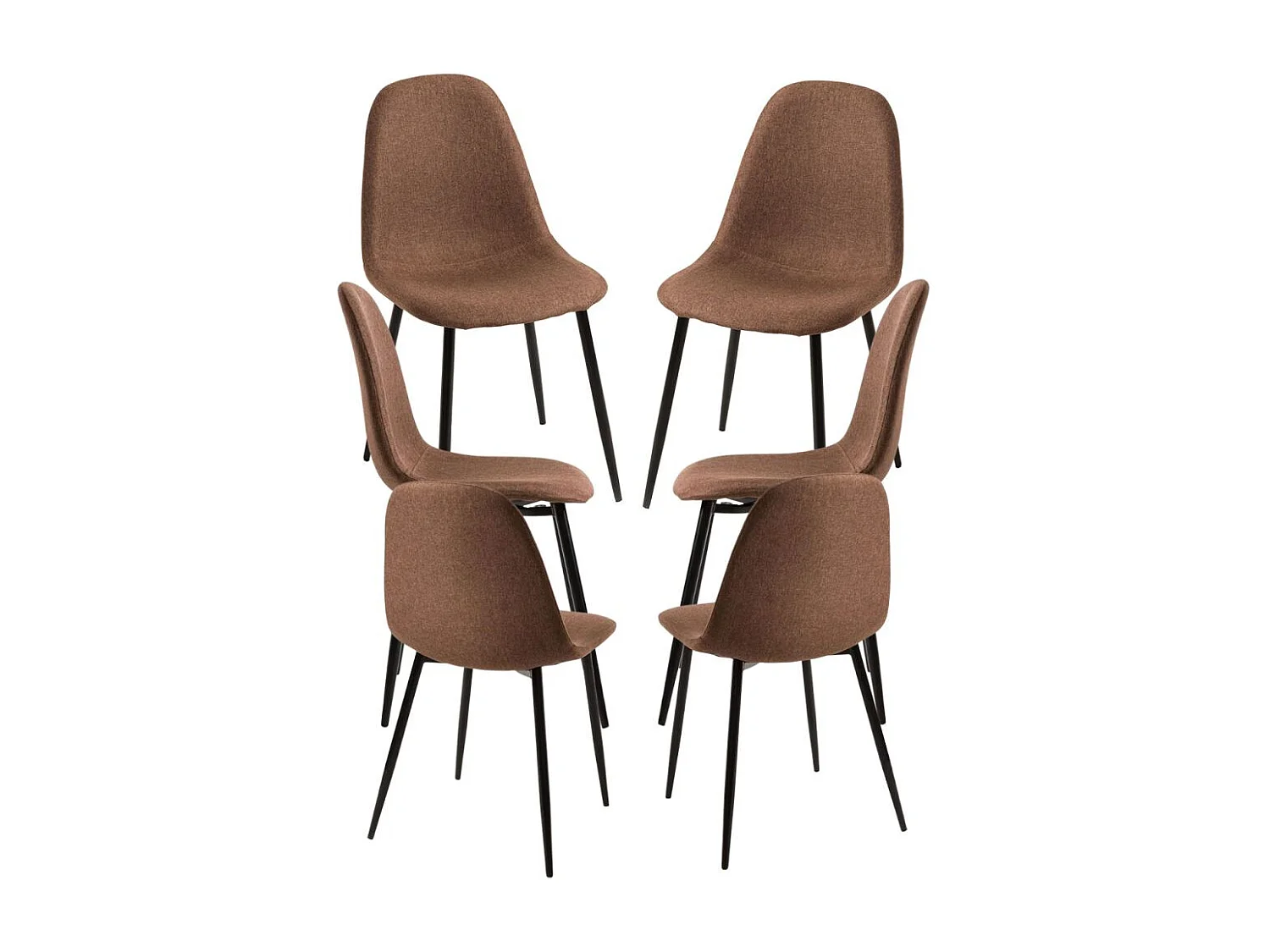 Packs Sillas Comedor - Pack 6 Sillas Black Teok Tela - Marrón