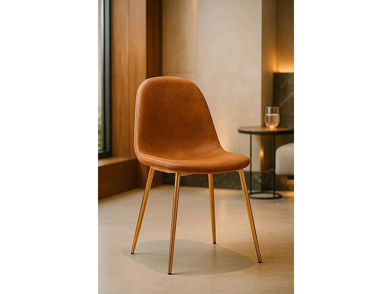 Sillas Comedor - Silla Golden Teok Polipiel Cacao