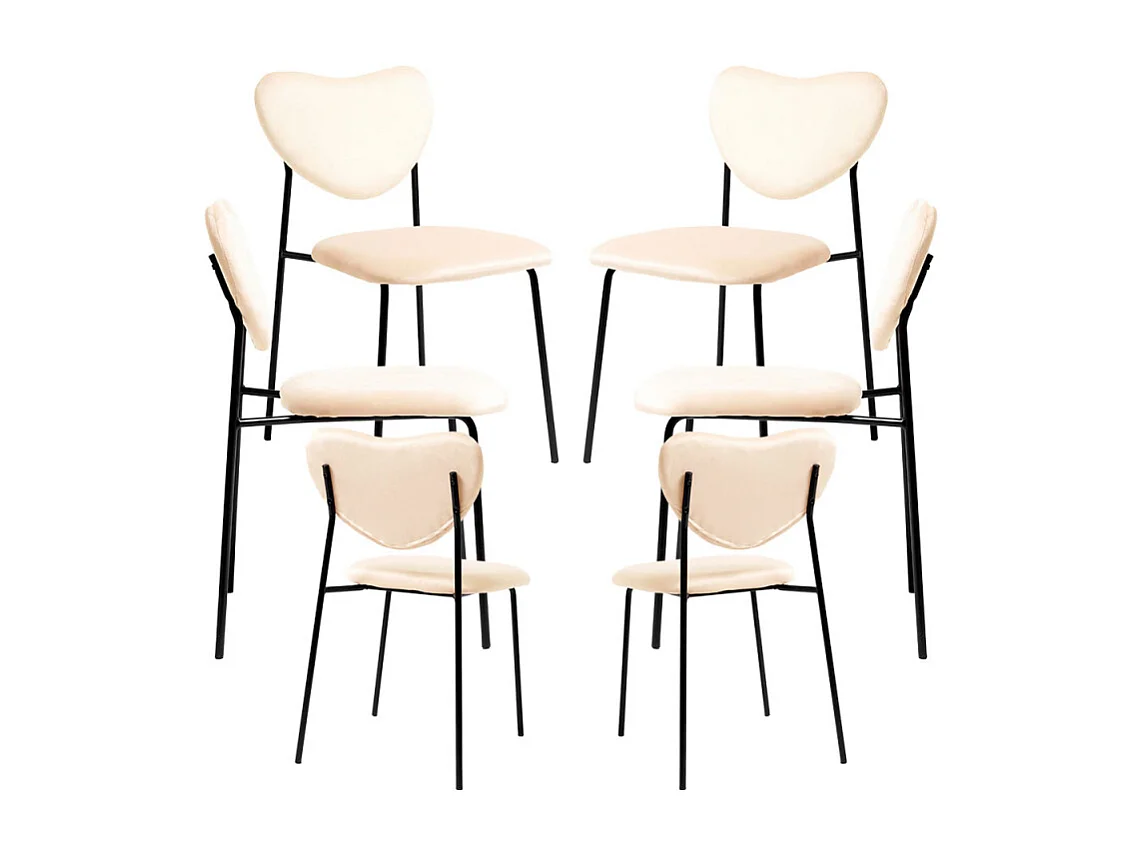 Packs Sillas Comedor - Pack 6 Sillas Cora Black Terciopelo - Beige