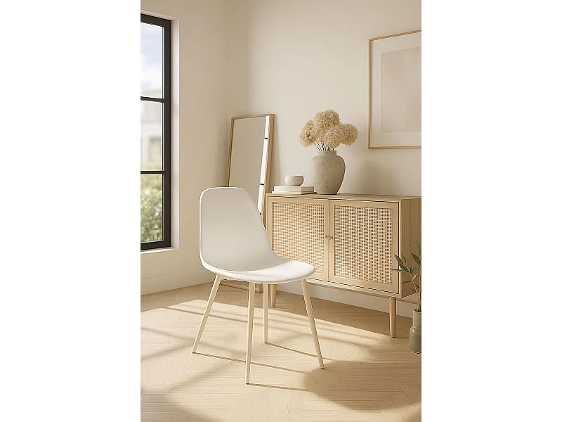 Sillas Comedor - Silla White Teok Polipiel - Blanco