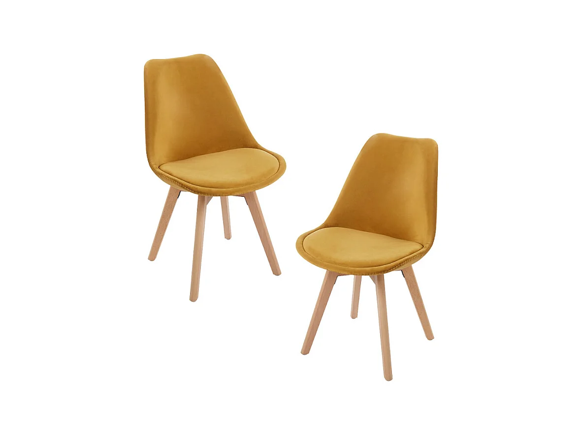 Packs Sillas Comedor - Pack 2 Sillas Synk Terciopelo - Mostaza