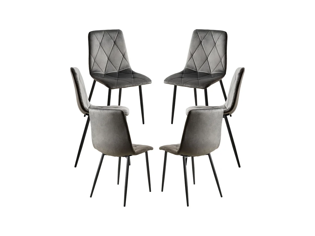 Packs Sillas Comedor - Pack 6 Sillas Lyke Terciopelo - Gris oscuro
