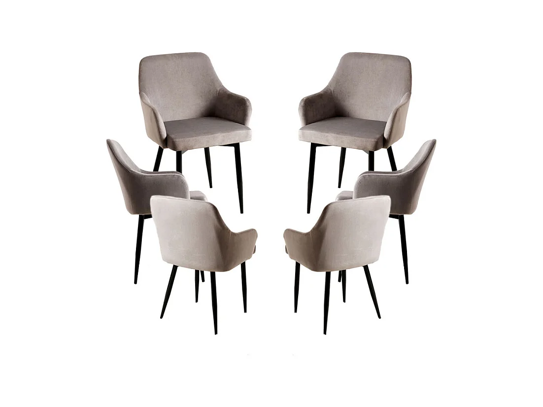 Packs Sillas Comedor - Pack 6 Sillas Puan Terciopelo - Gris oscuro