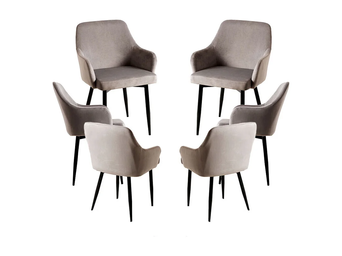 Packs Sillas Comedor - Pack 6 Sillas Puan Terciopelo - Gris oscuro
