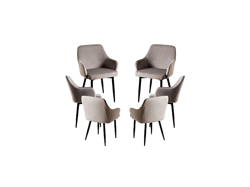Packs Sillas Comedor - Pack 6 Sillas Puan Terciopelo - Gris oscuro