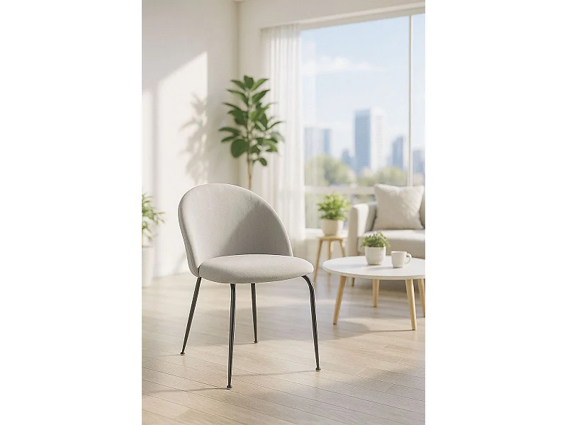 Sillas Comedor - Silla Black Dalnia Tela - Gris claro