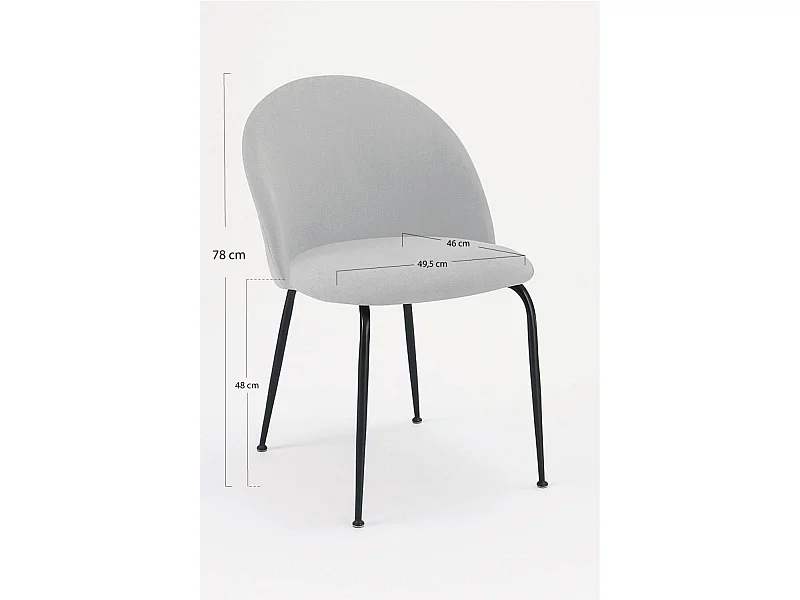 Sillas Comedor - Silla Black Dalnia Tela - Gris claro