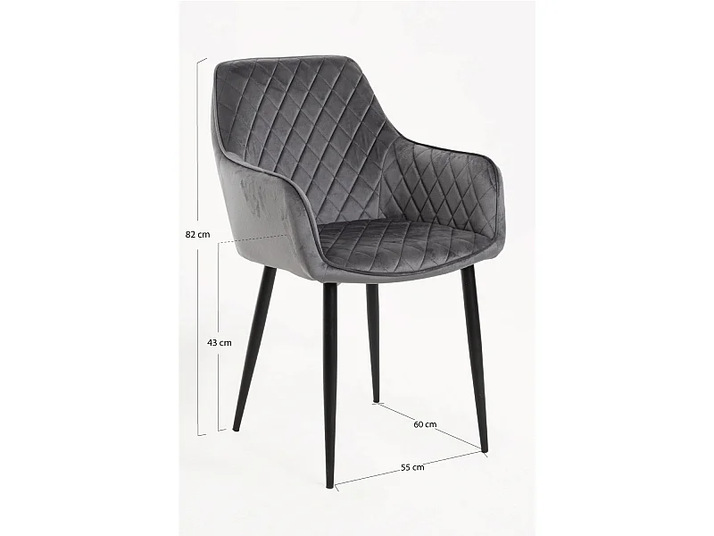 Sillas Comedor - Silla Celi Terciopelo - Gris