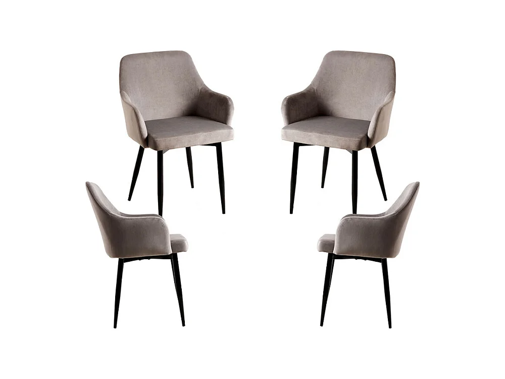 Packs Sillas Comedor - Pack 4 Sillas Puan Terciopelo - Gris oscuro